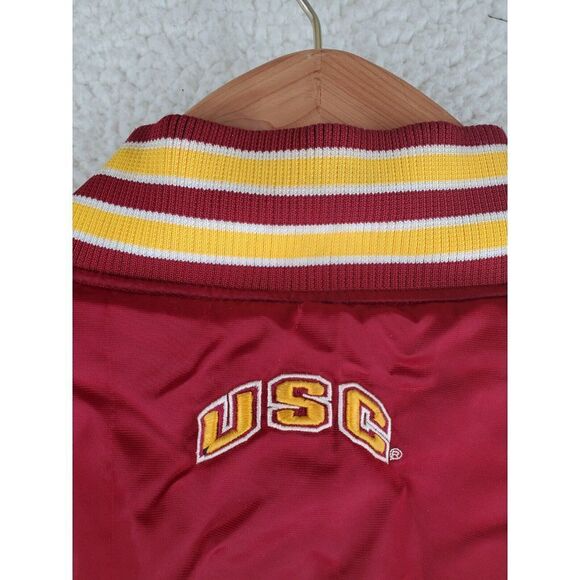 Vtg Colosseum USC Satin Bomber Insulated Varsity Jacket Mens 2XL Red Yellow Logo - Picture 13 of 16